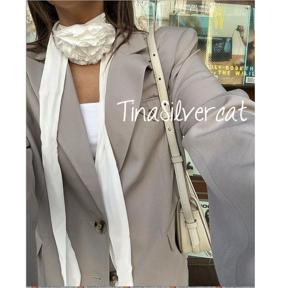 Zara White Floral Scarf Choker NWT